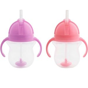 New Pink and Purple Munchkin Weighted Flexi Straw Cup